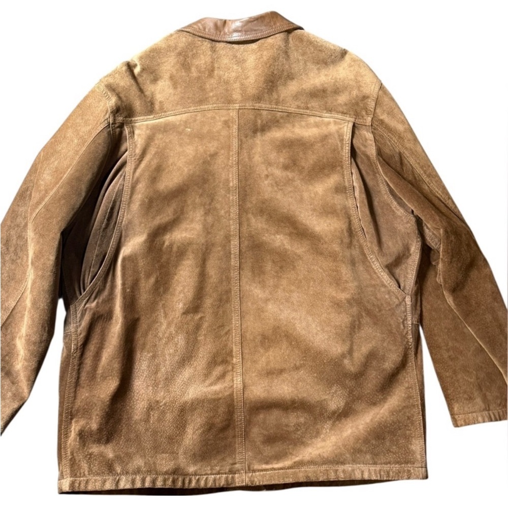 Men's Brown Suede Field Jacket - Classic Leather Collar - Picture 2 of 10